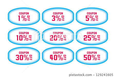 Discount coupon vector illustration set in summer colors Discount coupon vector illustration set in summer colors 129241605