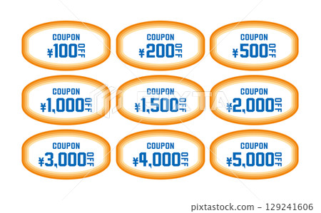 以夏季色彩設定的折扣優惠券向量插圖 以夏季色彩設定的折扣優惠券向量插圖 129241606