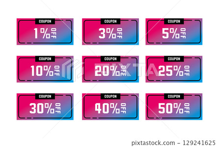 Discount coupon vector illustration set in summer colors Discount coupon vector illustration set in summer colors 129241625