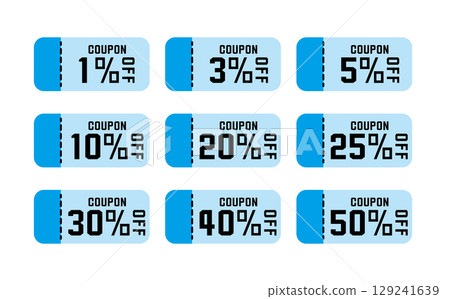 Discount coupon vector illustration set in summer colors Discount coupon vector illustration set in summer colors 129241639
