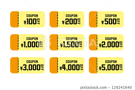 Discount coupon vector illustration set in summer colors Discount coupon vector illustration set in summer colors 129241640