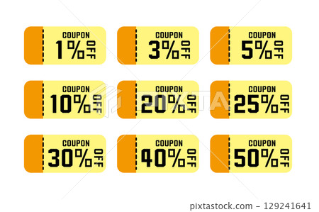 Discount coupon vector illustration set in summer colors Discount coupon vector illustration set in summer colors 129241641