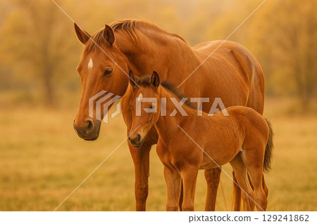 Thoroughbred parent and child 129241862