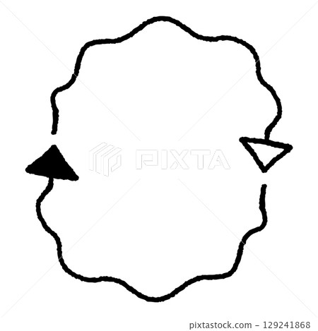 Hand-drawn arrow rotation cycle circulation icon 129241868