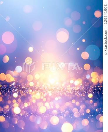 藍色和粉紅色漸層中漂浮的抽象光粒子 129241908