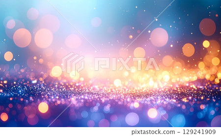 藍色和粉紅色漸層中漂浮的抽象光粒子 129241909