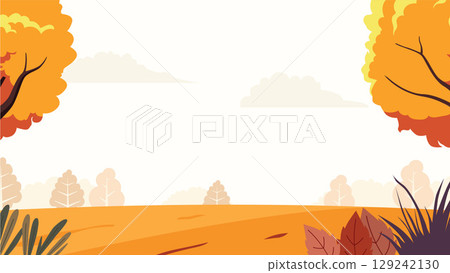 Peaceful Autumn Scene in an Empty Urban Garden 129242130