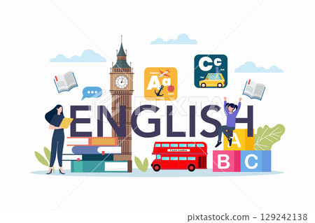 English class scene with educational elements 129242138