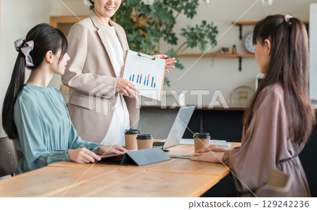 女商人舉行行銷會議（辦公室休閒、會議） 129242236