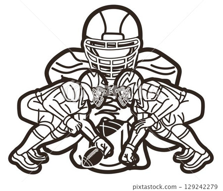American Football Players Mix Action Cartoon Sport Graphic Vector 129242279
