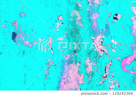Aqua and Pink Textured Abstract with Retro 80s, Iridescent Vibe 129242369