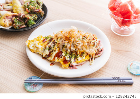 Easy squid tonpeiyaki in the microwave 129242745