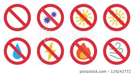禁止標記圖示插圖集 禁止標記圖示插圖集 129242772