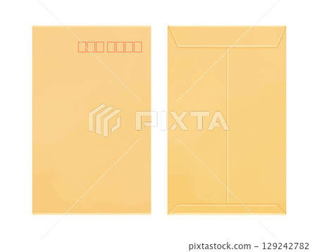 簡單棕色信封正面和背面的插圖 簡單棕色信封正面和背面的插圖 129242782