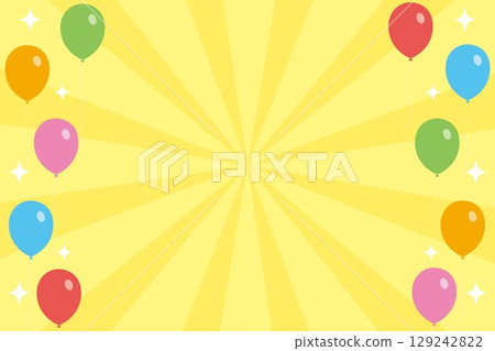 Bright background illustration of balloons and concentrated lines (yellow) 129242822