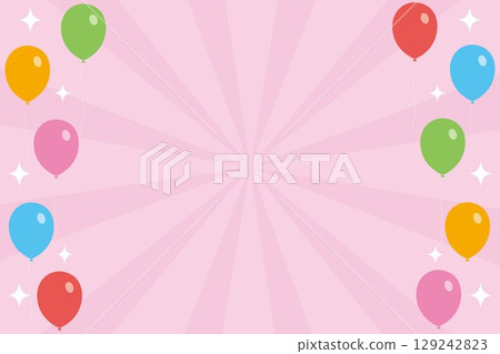 Bright background illustration of balloons and concentrated lines (pink) 129242823
