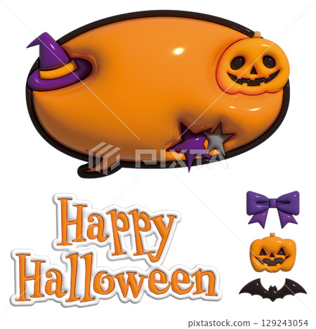 Halloween Plump 3D Icons, Decorations, and Frame Set (No Text) 129243054