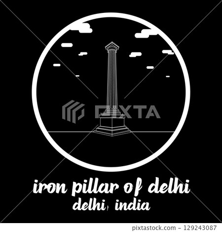 Circle Icon Iron pillar of Delhi. Vector illustration Circle Icon Iron pillar of Delhi. Vector illustration 129243087