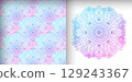 Ethnic seamless pattern and mandala, light palette, floral and abstract designs 129243367