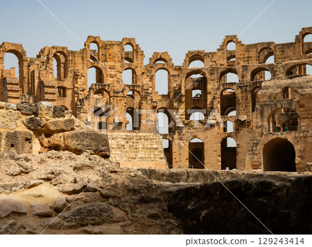 View of Amphitheatre of El Jem in Tunisia View of Amphitheatre of El Jem in Tunisia 129243414