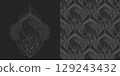 Oriental, indian and asian motifs in patterns with dark palette 129243432