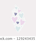 Illustration with hand-drawn hearts in a pastel colors 129243435