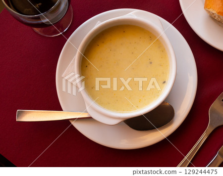 Delicious light healthy vegetable puree soup for lunch Delicious light healthy vegetable puree soup for lunch 129244475