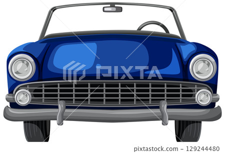 Classic Blue Convertible Car Vector Illustration 129244480