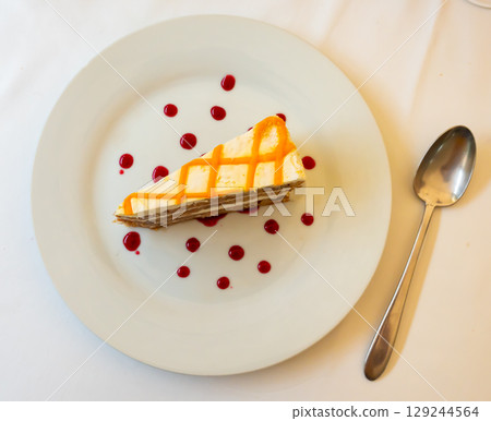 Piece of carrot cake served on plate Piece of carrot cake served on plate 129244564