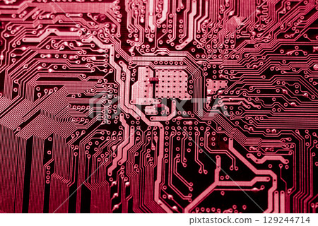 Abstract, Close up at electronic circuits, we see the technology of the mainboard, which is the important background of the computer.logic board,cpu motherboard,Main board,system board,mobo	 129244714