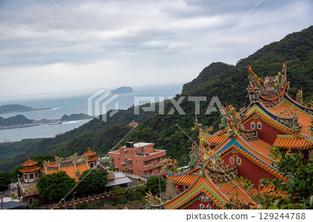 Jiufen Old Street is a narrow, winding alleyway with shops, teahouses, and restaurants that offers tourists a view of traditional Taiwanese life. Jiufen Old Street is a narrow, winding alleyway with shops, teahouses, and restaurants that offers tourists a view of traditional Taiwanese life. 129244788