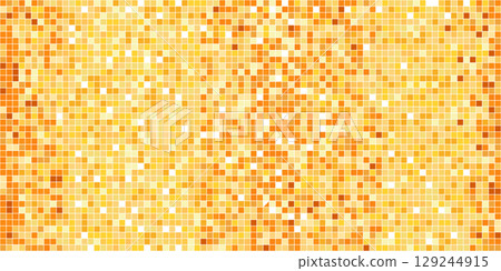 Disco golden mosaic. Background foil metallic texture. Mirror party mosaic yellow shiny sparkle, glam pattern texture. Gold night club retro wall floor 129244915