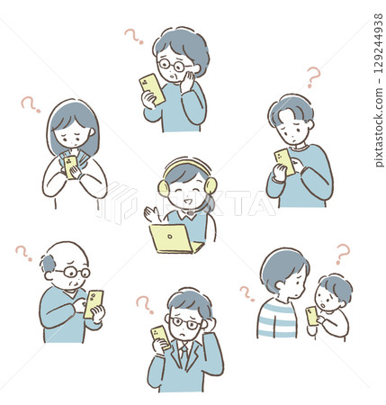 Customer set with people who don't know about smartphones 129244938