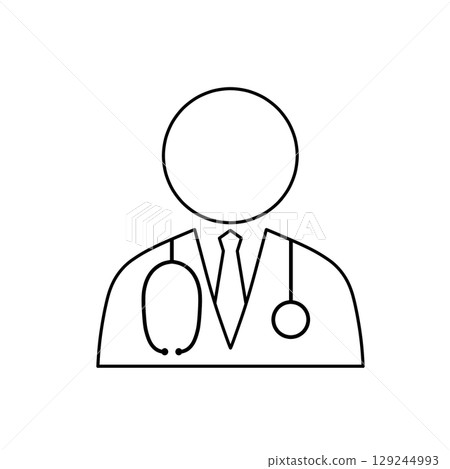 Line art style doctor icon with stethoscope 129244993