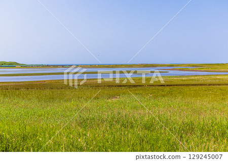 [Hokkaido_Abashiri City] Cape Notoro and Lake Notoro June July Lake Notoro Estuary 129245007