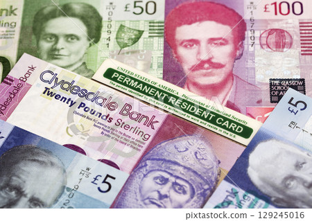 American Permanent Resident Card on Scottish Pounds 129245016