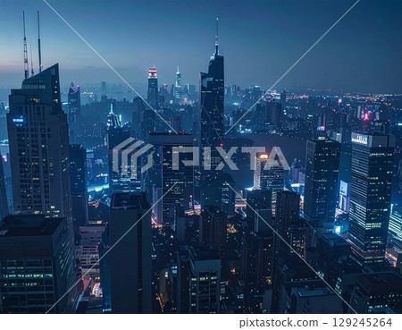 俯瞰摩天大樓的夜景 俯瞰摩天大樓的夜景 129245264