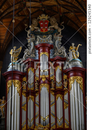 Muller organ in the Church of Saint Bavo Grote Kerk, Reformed Protestant church in Haarlem, Netherlands Muller organ in the Church of Saint Bavo Grote Kerk, Reformed Protestant church in Haarlem, Netherlands 129245340