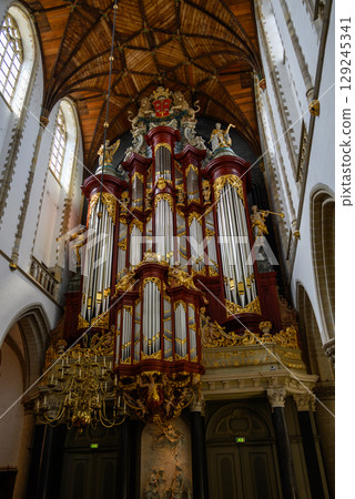 Muller organ in the Church of Saint Bavo Grote Kerk, Reformed Protestant church in Haarlem, Netherlands Muller organ in the Church of Saint Bavo Grote Kerk, Reformed Protestant church in Haarlem, Netherlands 129245341