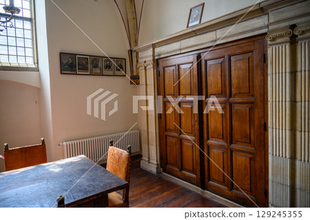 Interior of the Church of Saint Bavo Grote Kerk, Reformed Protestant church in Haarlem, Netherlands 129245355