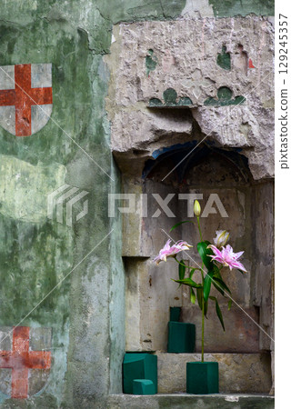 Interior details in the Church of Saint Bavo Grote Kerk, Reformed Protestant church in Haarlem, Netherlands 129245357