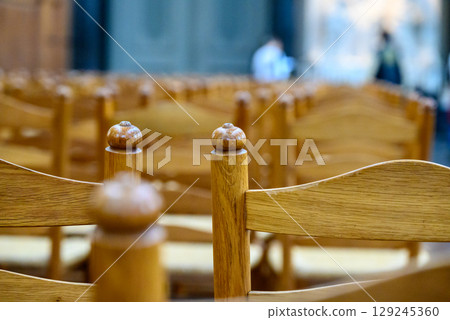 Interior details in the Church of Saint Bavo Grote Kerk, Reformed Protestant church in Haarlem, Netherlands 129245360