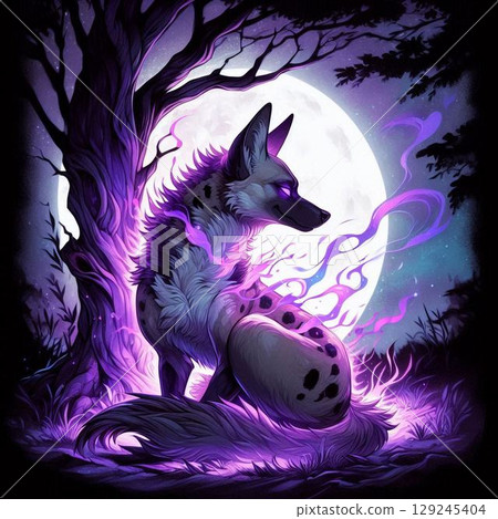 身披神秘光芒的鬣狗插圖 129245404
