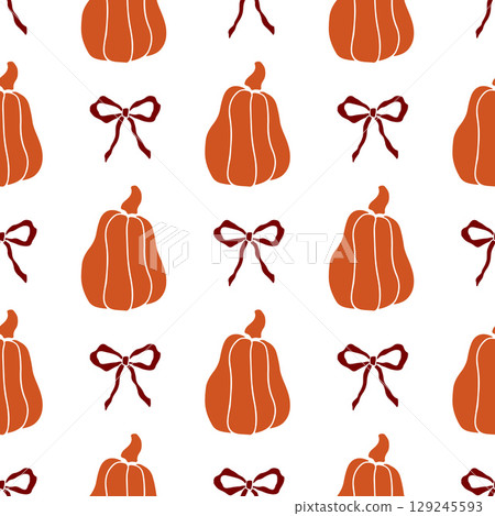 Hand drawn autumn seamless pattern with pumpkin - Stock Illustration ...