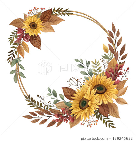 Floral Wreath Frame Clipart Watercolor  129245652