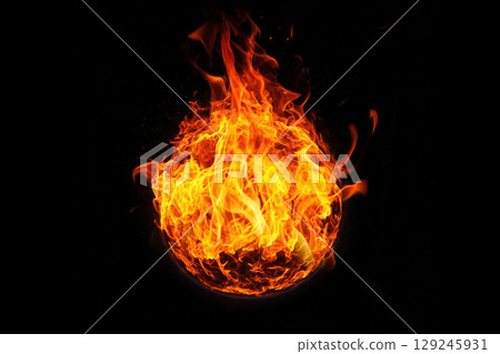 Ball fire , bonfire burning circle isolated on back dark background Ball fire , bonfire burning circle isolated on back dark background 129245931