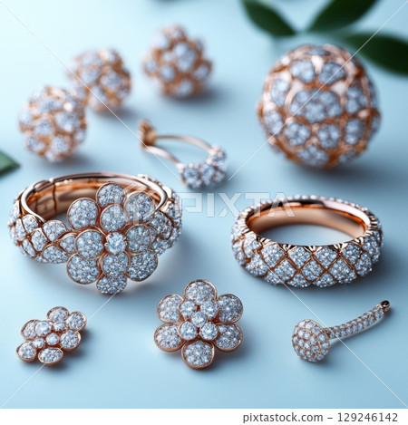 Glistening gold rings adorned with mesmerizing diamonds offering elegance and charm for any occasion showcasing craftsmanship and beauty in jewelry design 129246142