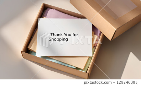 Handwritten thank-you notes on packages. 129246393