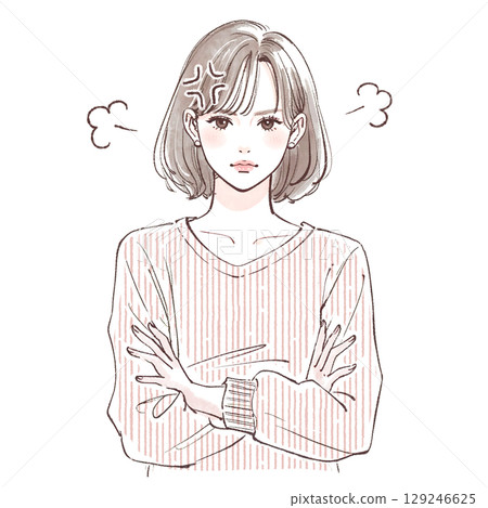 Hand-drawn illustration of an angry woman 129246625