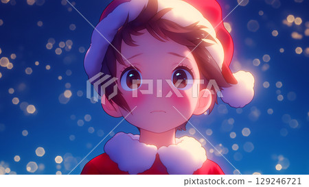 Santa Claus girl with a troubled expression, anime style Santa Claus girl with a troubled expression, anime style 129246721